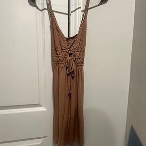 Brown Sleeveless Midi Dress